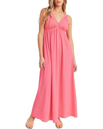 Lush Empire Waist Cutout Maxi Dress - Pink