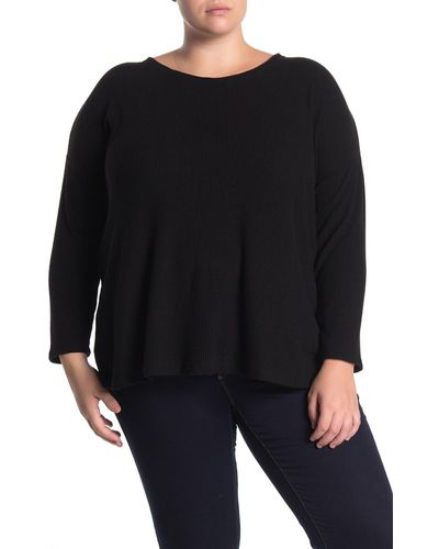 Heather by Bordeaux Ribbed Knit Long Sleeve Sweater - Black