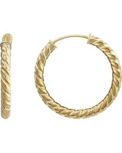 CANDELA JEWELRY 10k Yellow Gold Twisted Hoop Earrings - Metallic