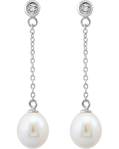 Effy White Topaz & Freshwater Pearl Drop Earrings