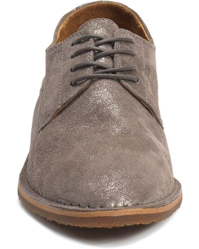 Trask 'ana' Metallic Leather Oxford In Pewter Suede At Nordstrom Rack - Multicolor