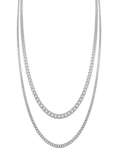 Adornia Set Of 2 Water Resistant Curb Chain Necklaces - White