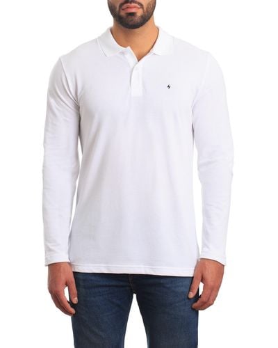 Jared Lang Long Sleeve Cotton Knit Polo - White
