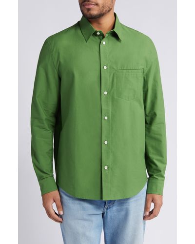 COS Regular Fit Organic Cotton Poplin Button-up Shirt - Green