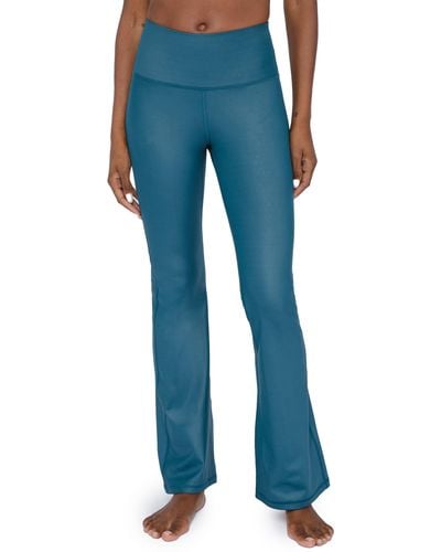 90 Degrees Faux Leather Yoga Pants - Blue
