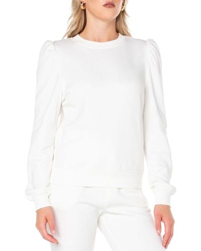 Rachel Roy Ella Puff Shoulder Pullover Sweatshirt - White
