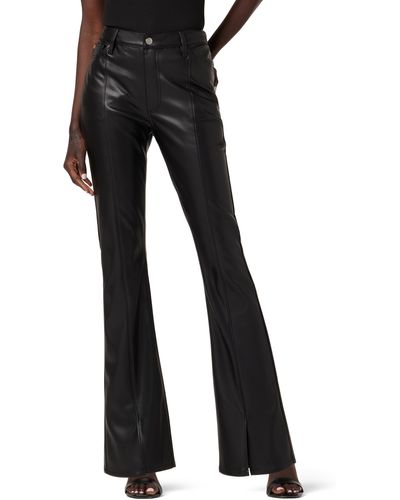 Hudson Jeans Blair Faux Leather High Waist Split Hem Flare Pants - Black