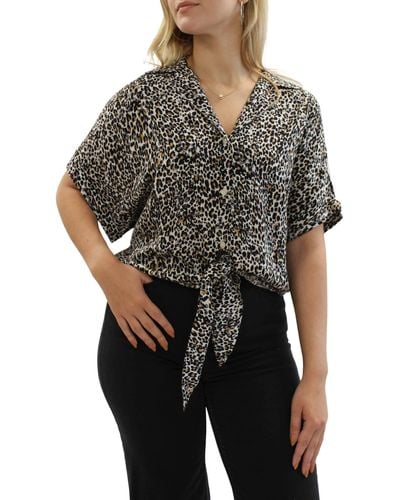 Beach Lunch Lounge Rae Tie Front Camp Shirt - Black