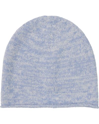 Amicale Cashmere Two-tone Knit Beanie - Blue