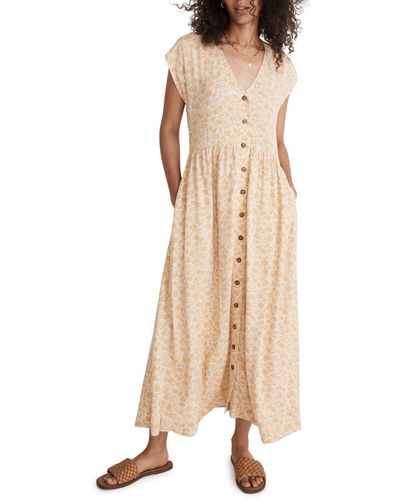 Madewell Piccola Floral Button Front Midi Dress In French Vanilla At Nordstrom Rack - Natural