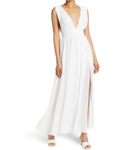 Love By Design Athen Plunging V-neck Maxi Dress - White