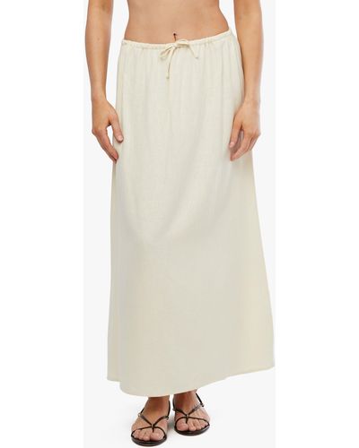 WeWoreWhat Drawstring Linen Blend Maxi Skirt - White