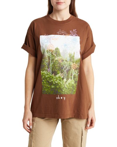 Obey Fairytale Forest Graphic T-shirt - Green
