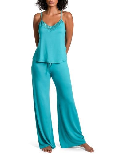In Bloom Lace Camisole Pajamas - Blue