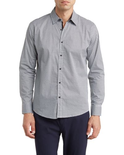 T.R. Premium Geo Print Long Sleeve Button-up Shirt - Gray