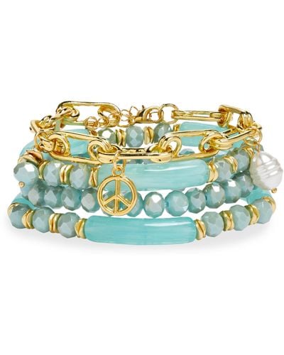 Tasha Set Of 4 Beaded Stretch Bracelets - Blue