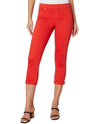 Liverpool Jeans Company Los Angeles Chloe High Waist Crop Pull-on Skinny Jeans - Red