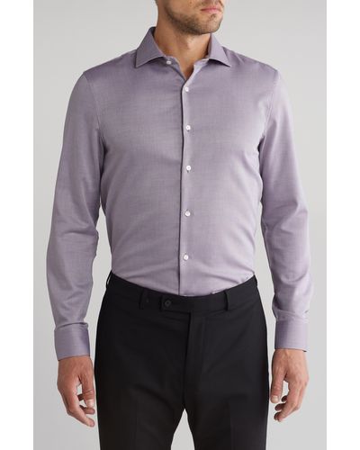 Perry Ellis Slim Fit Diamond Dobby Shirt - Purple