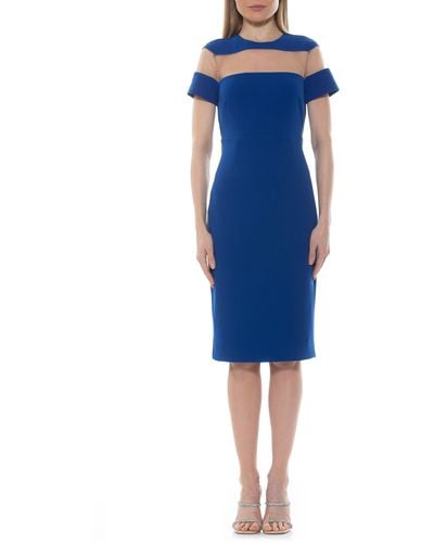 Alexia Admor Everleigh Short Sleeve Midi Cocktail Dress - Blue