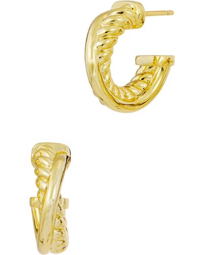Savvy Cie Jewels Rope Textured Hoop Earrings - Metallic