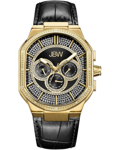 JBW Orion Diamond Croc Embossed Leather Watch - Metallic