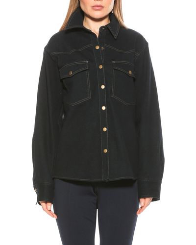Alexia Admor Della Classic Western Button Down Shirt Jacket - Black