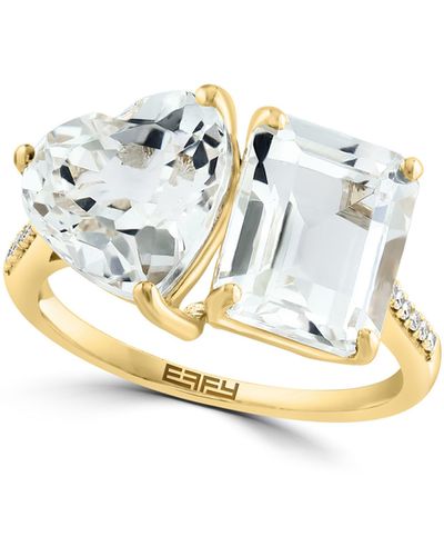 Effy 14k Yellow Gold White Topaz & Diamond Ring - Metallic