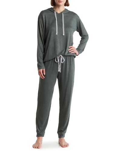 Kensie Hoodie & Sweatpants Pajamas - Multicolor