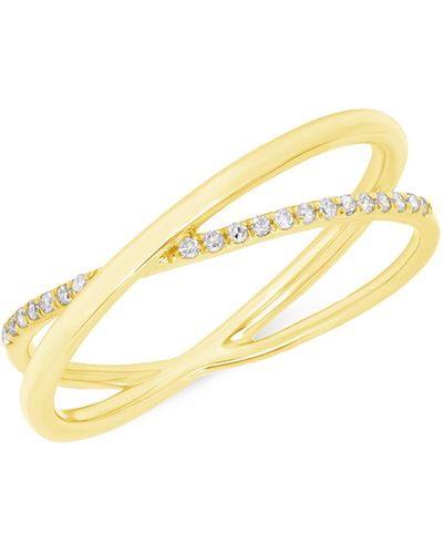 Ron Hami 14k Gold Pavé Diamond Crisscross Ring - Metallic