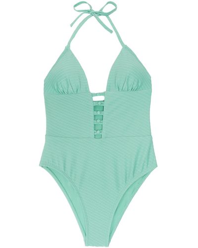 CUPSHE Hollow Out Halter One-piece Swimsuit - Green
