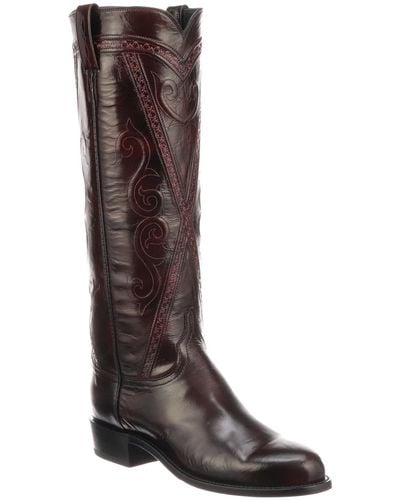 Lucchese Dora Leather Cowboy Boot - Brown