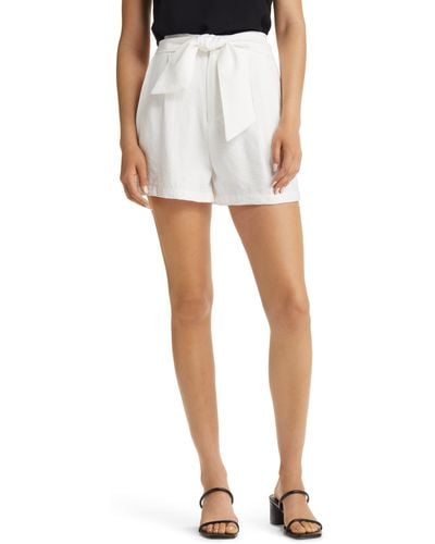 Cece Tie Waist Pleat Shorts - White