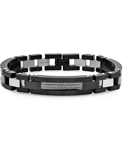 HMY Jewelry Two-tone Stainless Steel Bracelet - Black