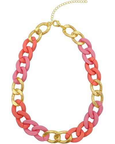 Adornia Pink Curb Chain Necklace - Red