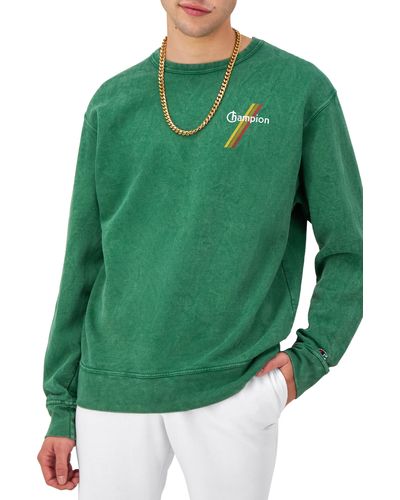 Champion Mineral Dye Long Sleeve Crew Graphic T-shirt - Green