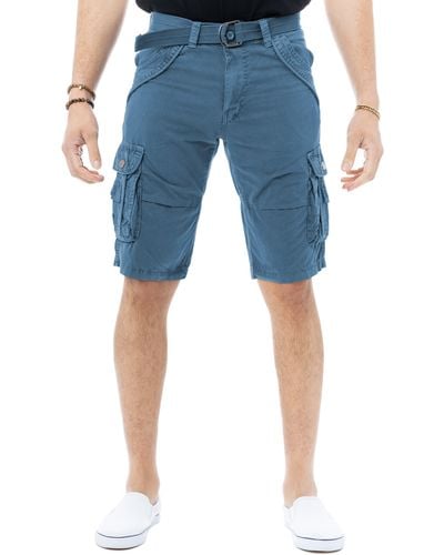 Xray Jeans Belted Bermuda Cargo Shorts - Blue