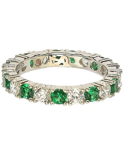 Suzy Levian Sterling Silver Cubic Zirconia Eternity Band Ring - Green