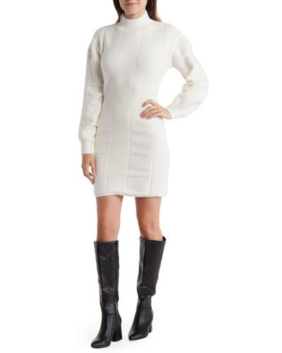 AREA STARS Mock Neck Long Sleeve Sweater Dress - White