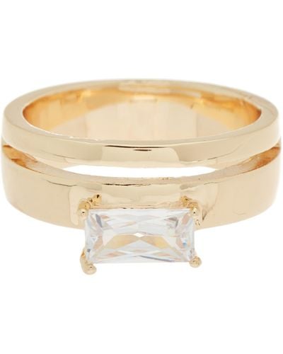 Nordstrom 14k Gold Plated Baguette Cubic Zirconia Ring - White