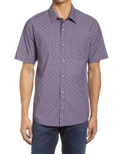 Travis Mathew Not Your Best Short Sleeve Button-up Shirt - Purple