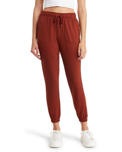 90 Degrees Terry Brushed Knit Sweatpants - Red