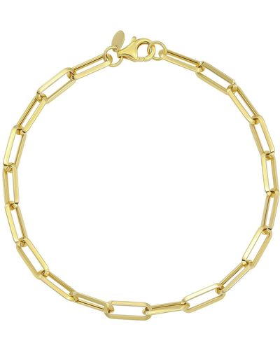 CANDELA JEWELRY 10k Yellow Gold Paper Clip Chain Bracelet - Metallic