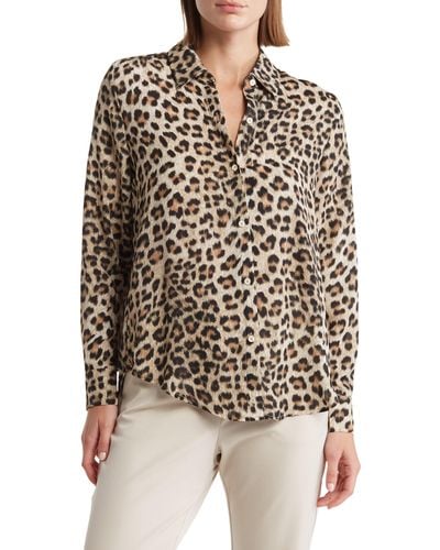 Tahari Animal Print Long Sleeve Button-up Shirt - Multicolor