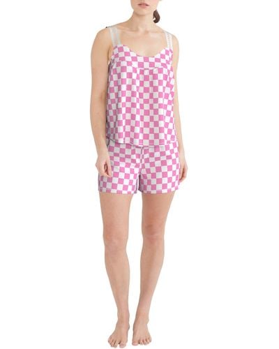 Kensie Plus Size Animal Print Knit Elastic Waist Dot Mesh Ruffle  Coordinating Capri Sleep Pants