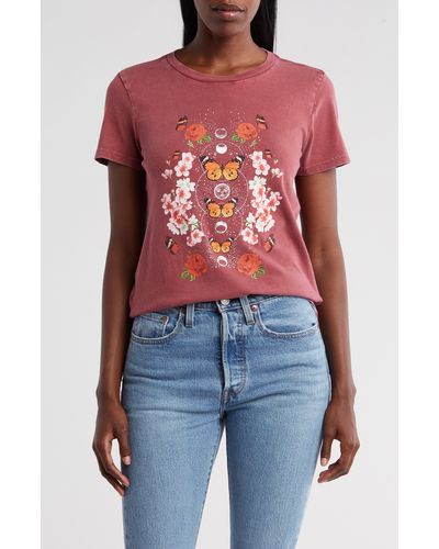 Lucky Brand Butterfly Celestial Cotton Graphic Tee - Blue
