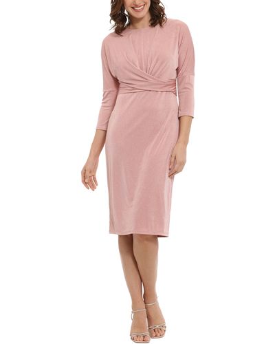 London Times Dolman Sleeve Glitter Dress - Pink