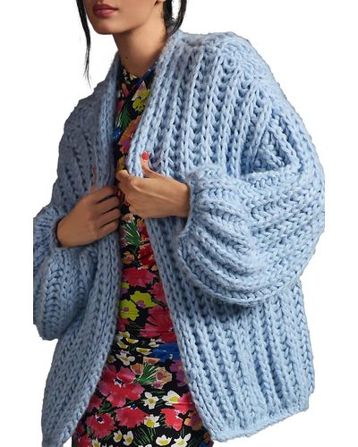 Saachi Chunky Knit Cardigan - Blue