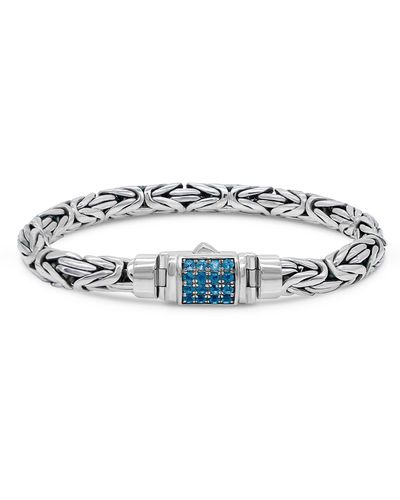 DEVATA Sterling Silver Semiprecious Stone Chain Bracelet - Blue