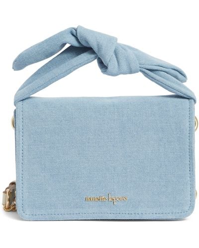 Nanette Lepore Bow Top Handle Denim Crossbody Bag - Blue