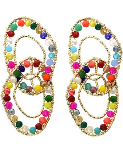 Panacea Crystal Link Drop Earrings - Multicolor